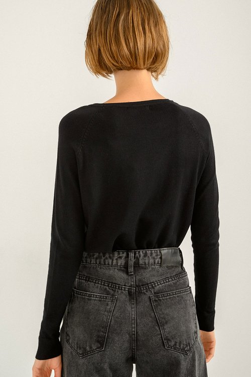 pinkwoman Basic πλεκτό με στρογγυλή λαιμόκοψη (BLACK) - 4