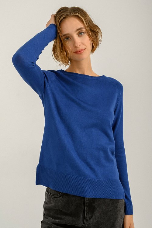pinkwoman Basic πλεκτό με στρογγυλή λαιμόκοψη (BLUE) - 2