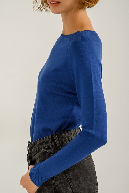 pinkwoman Basic πλεκτό με στρογγυλή λαιμόκοψη (BLUE) - 3