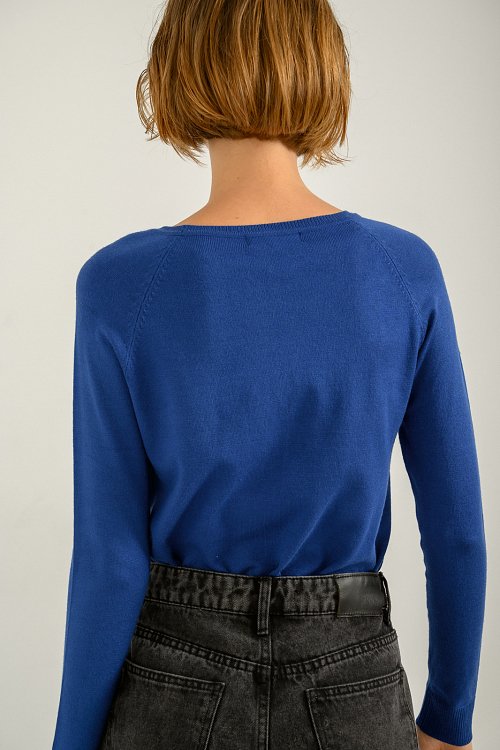 pinkwoman Basic πλεκτό με στρογγυλή λαιμόκοψη (BLUE) - 4