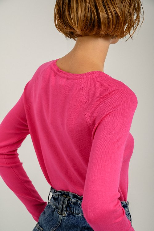 pinkwoman Basic πλεκτό με στρογγυλή λαιμόκοψη (FUCHSIA) - 4