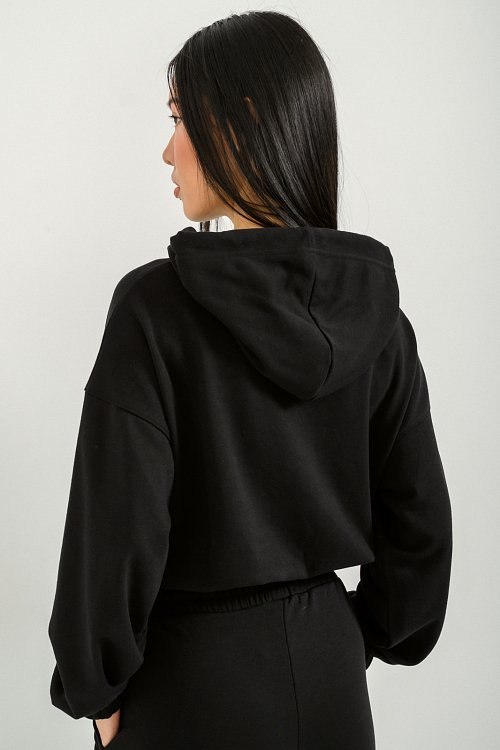 Cropped hoodie with elastic waistband