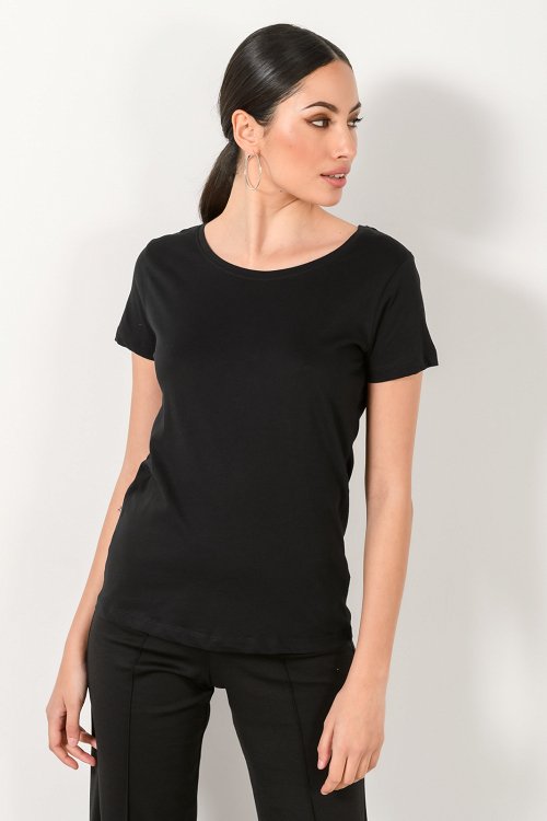 Ρούχα>Μπλούζες>T-Shirt Basic t-shirt με στρογγυλή λαιμόκοψη (BLACK)