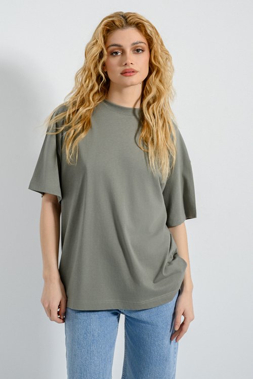 pinkwoman Oversized t-shirt (KHAKI) - 2