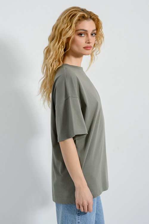 pinkwoman Oversized t-shirt (KHAKI) - 3