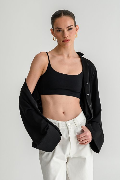 Λύκρα κροπ τοπ με τιράντες (BLACK)