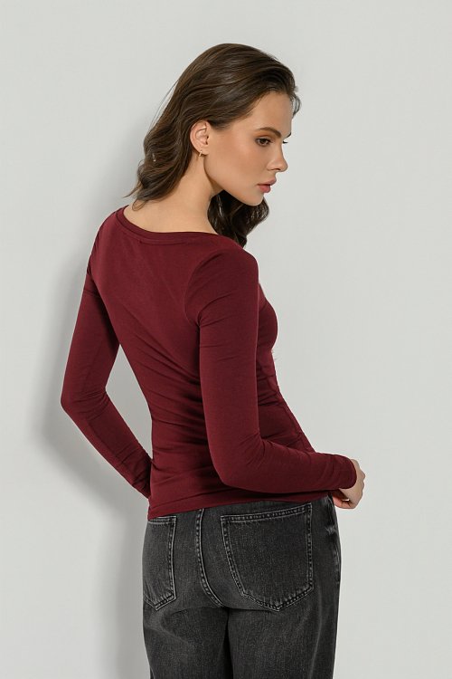pinkwoman Basic μπλούζα με μακριά μανίκια (BORDEAUX) - 4