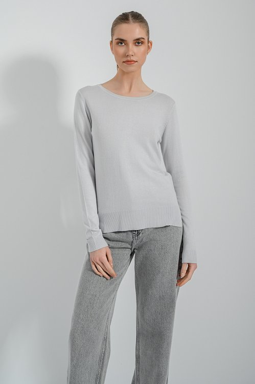 Basic πλεκτό με στρογγυλή λαιμόκοψη (LIGHT GREY)