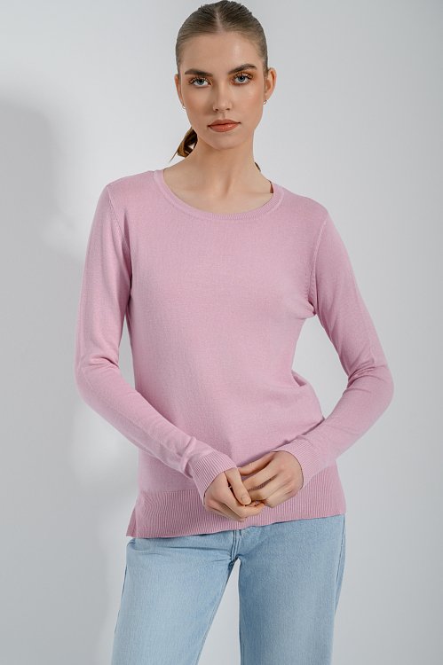 Basic πλεκτό με στρογγυλή λαιμόκοψη (LIGHT PINK)