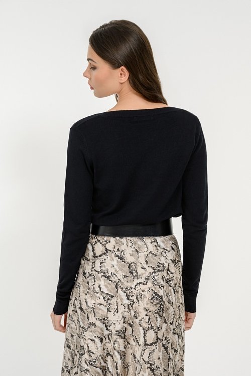 Basic πλεκτό με V ντεκολτέ (BLACK) φωτογραφία