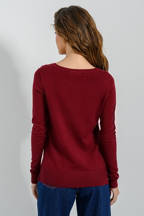 pinkwoman Basic πλεκτό με στρογγυλή λαιμόκοψη (BERRY) - 4