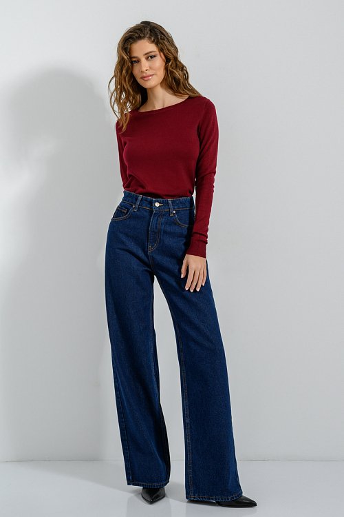 pinkwoman Basic πλεκτό με στρογγυλή λαιμόκοψη (BERRY) - 5
