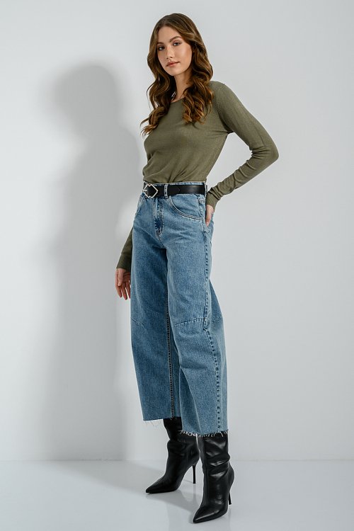 pinkwoman Basic πλεκτό με στρογγυλή λαιμόκοψη (M.KHAKI) - 6
