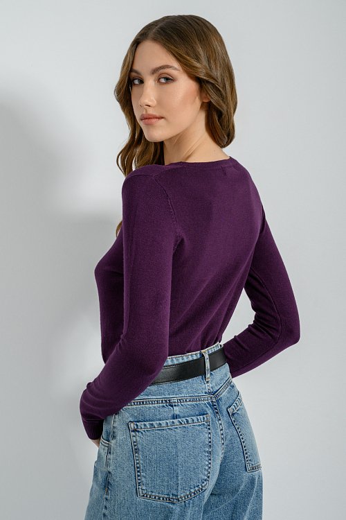 pinkwoman Basic πλεκτό με στρογγυλή λαιμόκοψη (PLUM) - 5