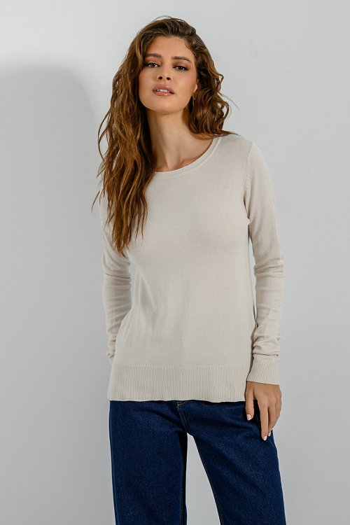 pinkwoman Basic πλεκτό με στρογγυλή λαιμόκοψη (SAND) - 3