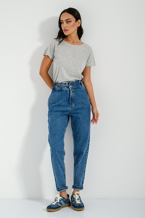pinkwoman Basic t-shirt με στρογγυλή λαιμόκοψη (GRAY MARL) - 2