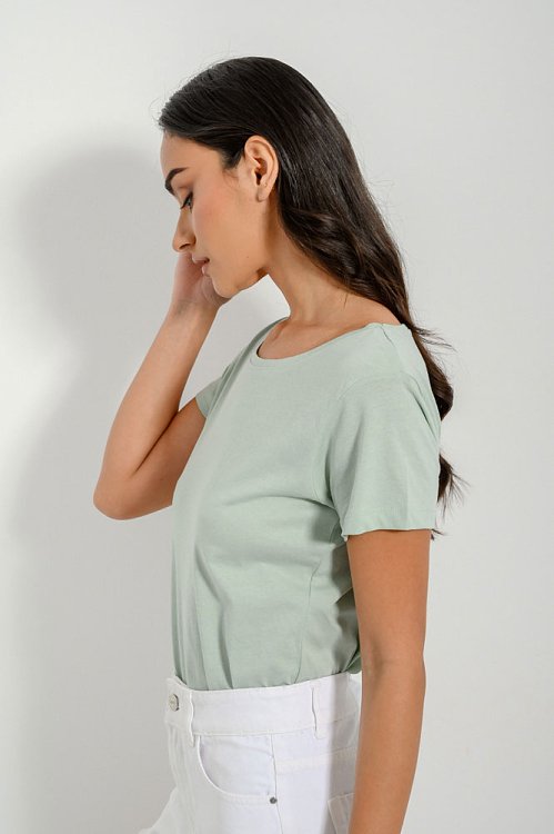 pinkwoman Basic t-shirt με στρογγυλή λαιμόκοψη (LIGHT KHAKI) - 3
