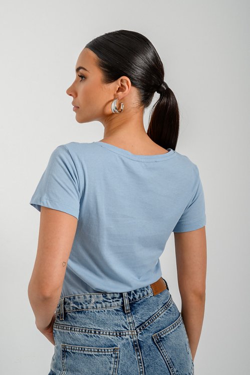 pinkwoman Basic t-shirt με στρογγυλή λαιμόκοψη (SKY) - 4