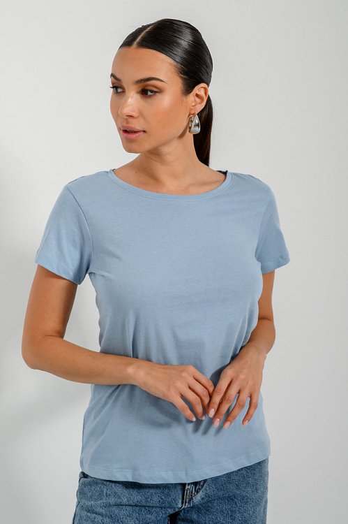 pinkwoman Basic t-shirt με στρογγυλή λαιμόκοψη (SKY) - 5