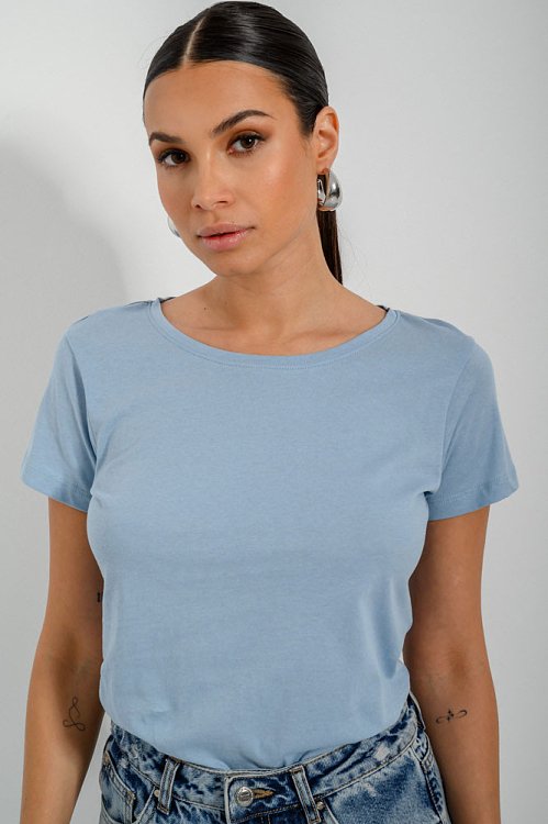 pinkwoman Basic t-shirt με στρογγυλή λαιμόκοψη (SKY) - 6