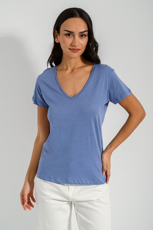 pinkwoman Basic t-shirt με V ντεκολτέ (D.CIEL) - 5