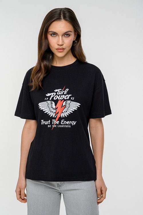 pinkwoman T-shirt με τύπωμα (BLACK) - 3