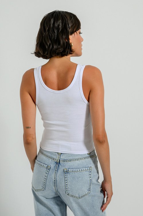 Ribbed crop top with print
