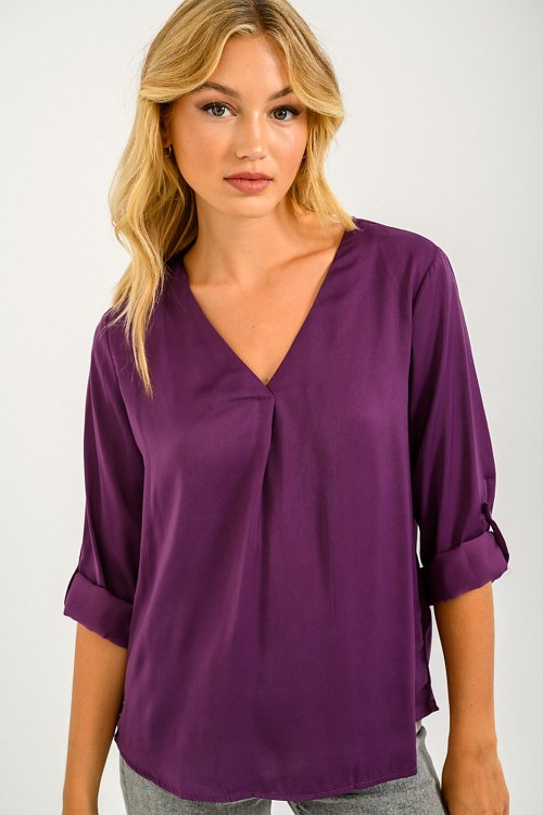 pinkwoman Μπλούζα με 3/4 μανίκι (AUBERGINE) - 3