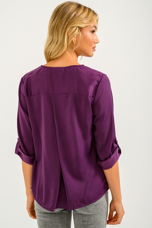 pinkwoman Μπλούζα με 3/4 μανίκι (AUBERGINE) - 5