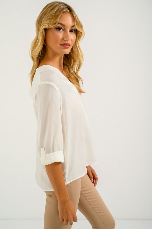 pinkwoman Μπλούζα με 3/4 μανίκι (WHITE) - 3