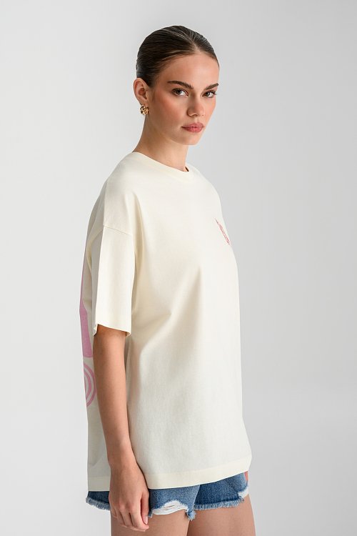 Oversized t-shirt με τύπωμα με glitter