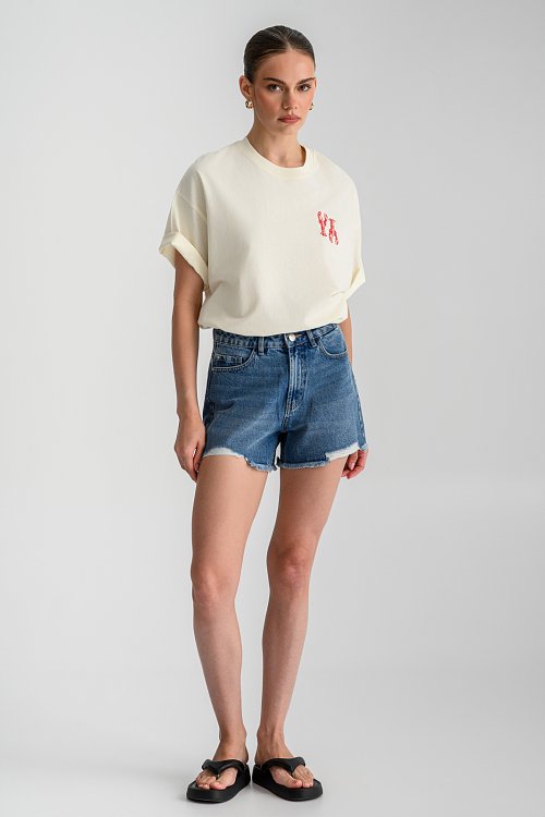 Oversized t-shirt με τύπωμα με glitter