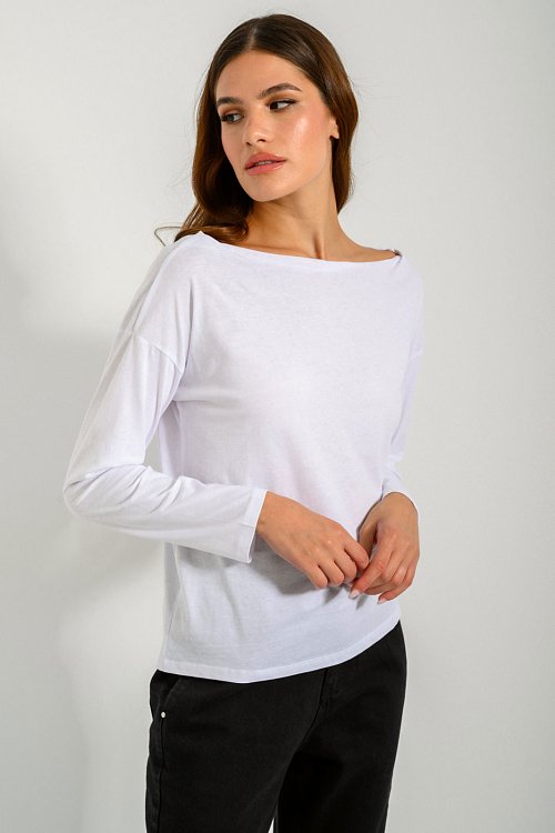 pinkwoman Μπλούζα με ίσιο ντεκολτέ (WHITE) - 3