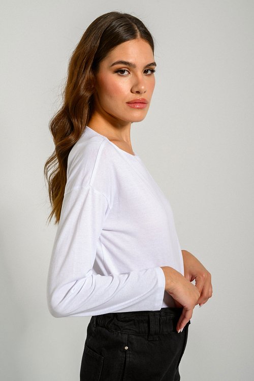 pinkwoman Μπλούζα με ίσιο ντεκολτέ (WHITE) - 4