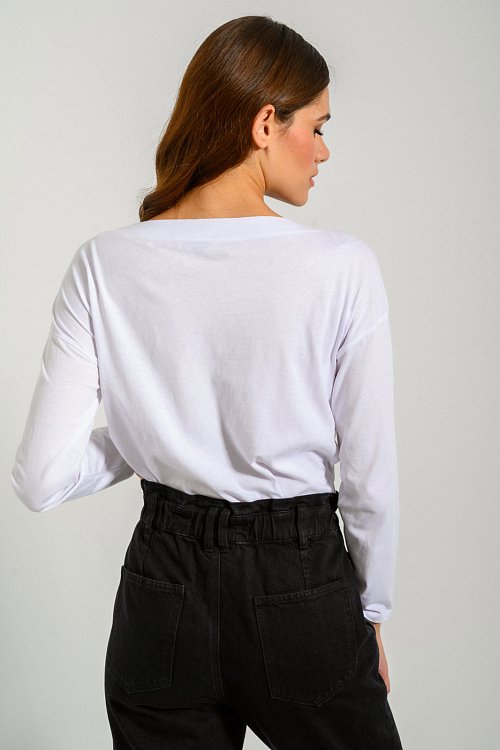 pinkwoman Μπλούζα με ίσιο ντεκολτέ (WHITE) - 5