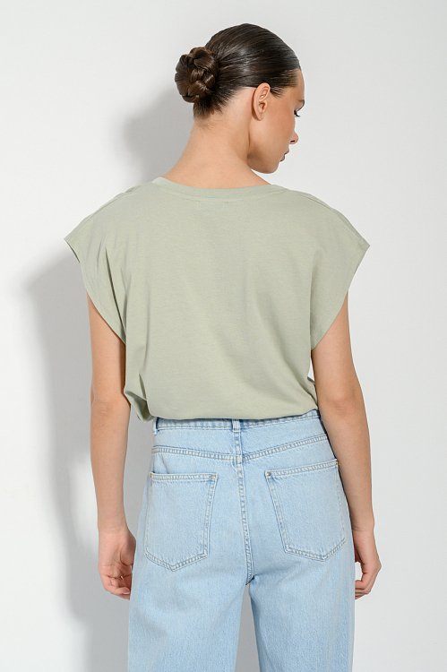 pinkwoman T-shirt με τύπωμα και V λαιμόκοψη (D.MINT) - 4