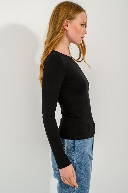 pinkwoman Τοπ με στρογγυλή λαιμόκοψη (BLACK) - 3
