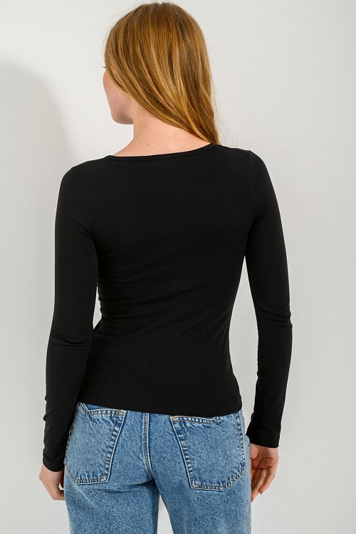 pinkwoman Τοπ με στρογγυλή λαιμόκοψη (BLACK) - 4