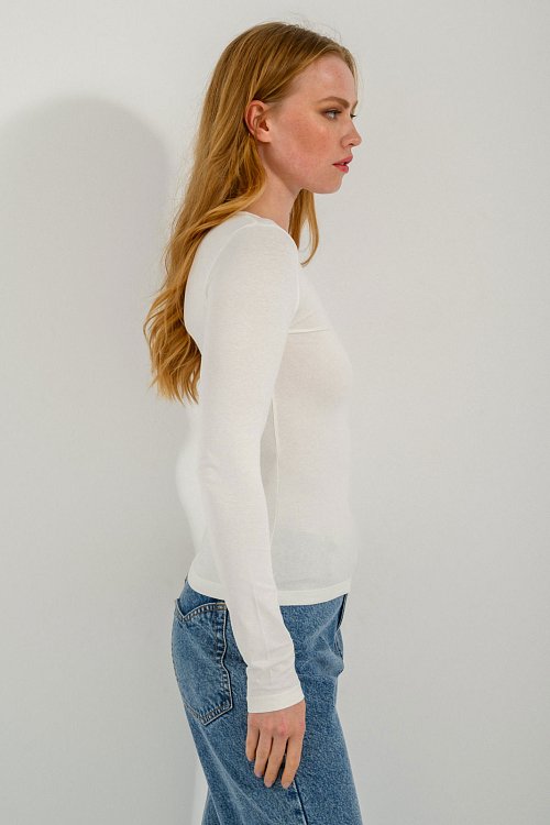 pinkwoman Τοπ με στρογγυλή λαιμόκοψη (WHITE) - 3