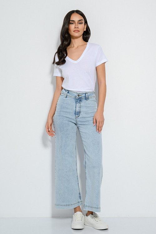 Basic t-shirt με V ντεκολτέ (WHITE)