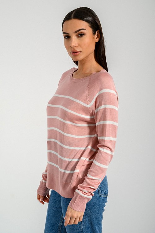 pinkwoman Ριγέ πλεκτό (PINK.OFFWHT) - 3
