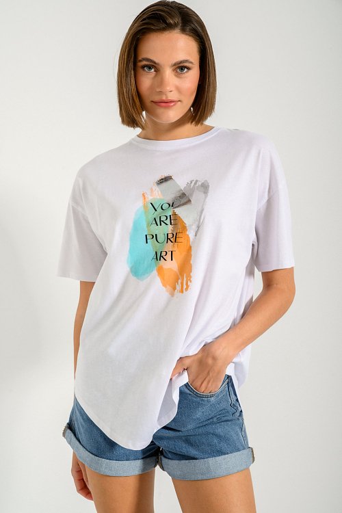 Ρούχα>Μπλούζες>T-Shirt T-shirt με τύπωμα (WHITE)