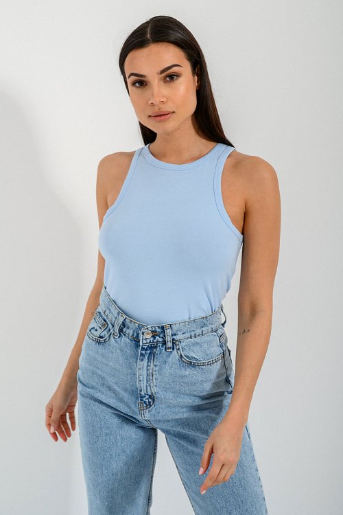 Τοπ με halter λαιμόκοψη (LIGHT BLUE) - pinkwoman - 