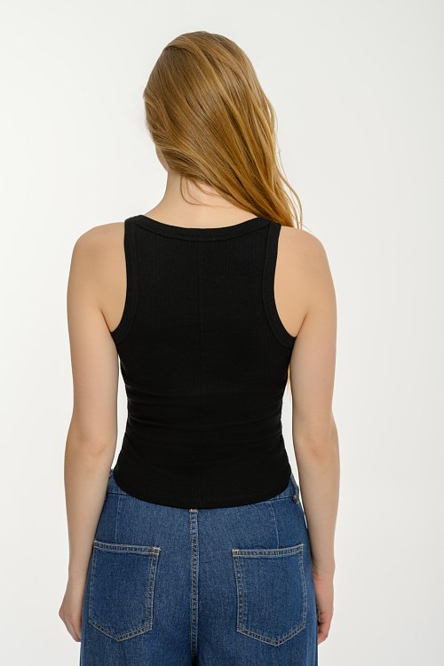 pinkwoman Basic αμάνικο ριπ τοπ (BLACK) - 4