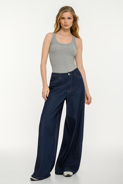 pinkwoman Basic αμάνικο ριπ τοπ (GRAY MARL) - 5