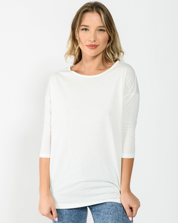 Ρούχα>Μπλούζες>Μπλούζες – Τοπ 3/4 basic τοπ (OFF WHITE)