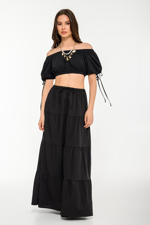 Off shoulder κροπ τοπ ποπλίνα