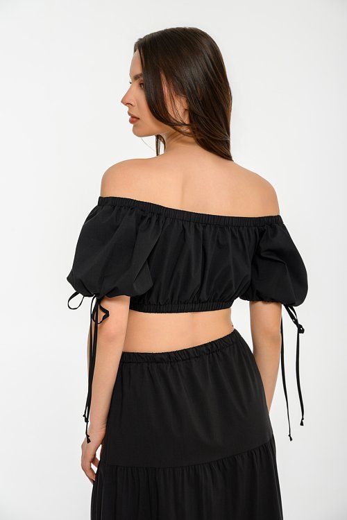 Off shoulder κροπ τοπ ποπλίνα