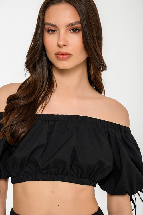 Off shoulder κροπ τοπ ποπλίνα