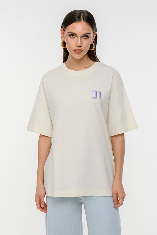 pinkwoman Oversized t-shirt με τύπωμα στην πλάτη (OFF WHITE) - 3